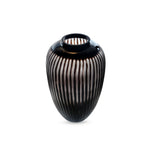 Modern Black Vertical Stripe Frosted Glass Vase.