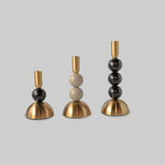 Modern Matte Black and Gold Candle Holder Set