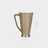 Modern Mesh Design Porcelain Mug – Gold Handle.