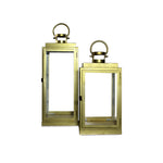 Modern gold metal and glass lantern