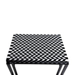 Monochrome Black and White Square Bone Inlay Side Table.
