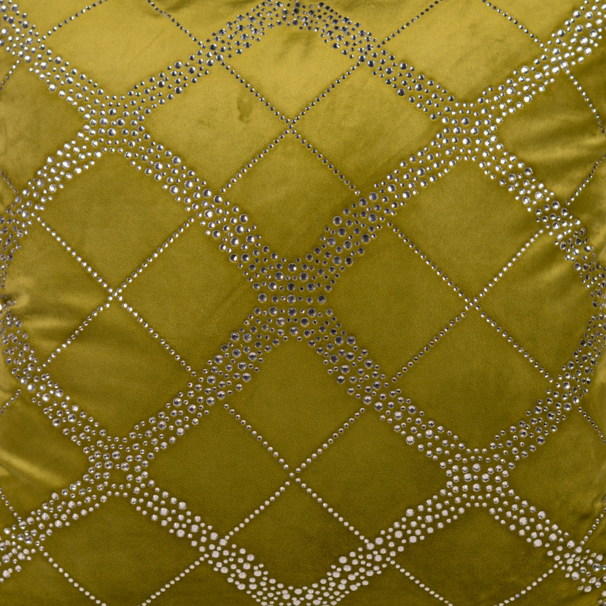 Mustard Yellow Cushion Cover with Diamond Pattern Embroidery.