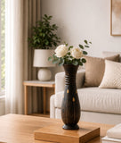 Wooden Vase with Gold Accent