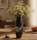 Wooden Vase with Floral Motifs