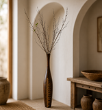 Wooden Vase with Floral Motifs