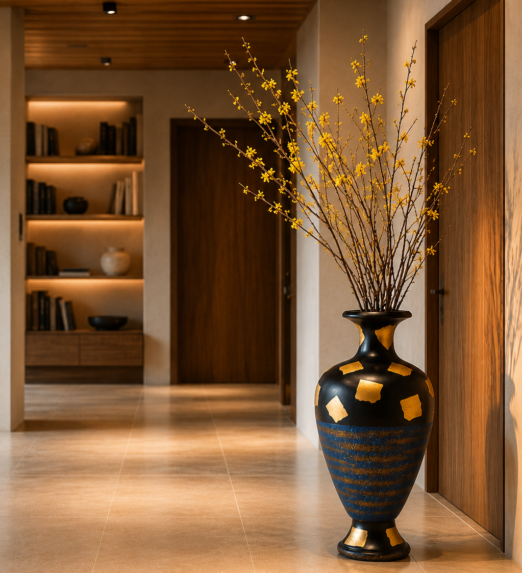 Midnight Royale Wooden Floor Vase