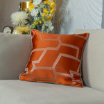 Orange Luxury Geometric Satin Cushion Covers