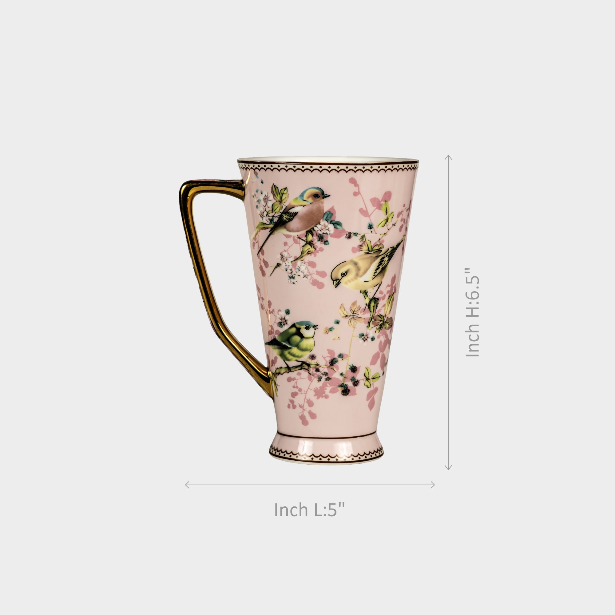 Pastel Pink Songbird Porcelain Mug.