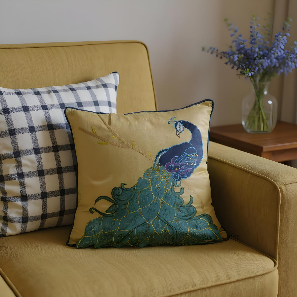 Peacock Pattern Cushion Cover