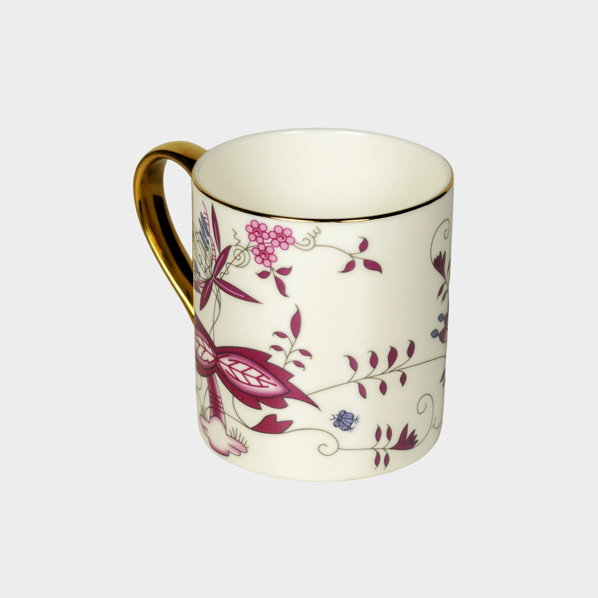 Pink Floral Artwork & Gold Handle.