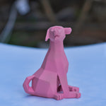 Pink Geometric Dog Figurine - Modern Decor Accent