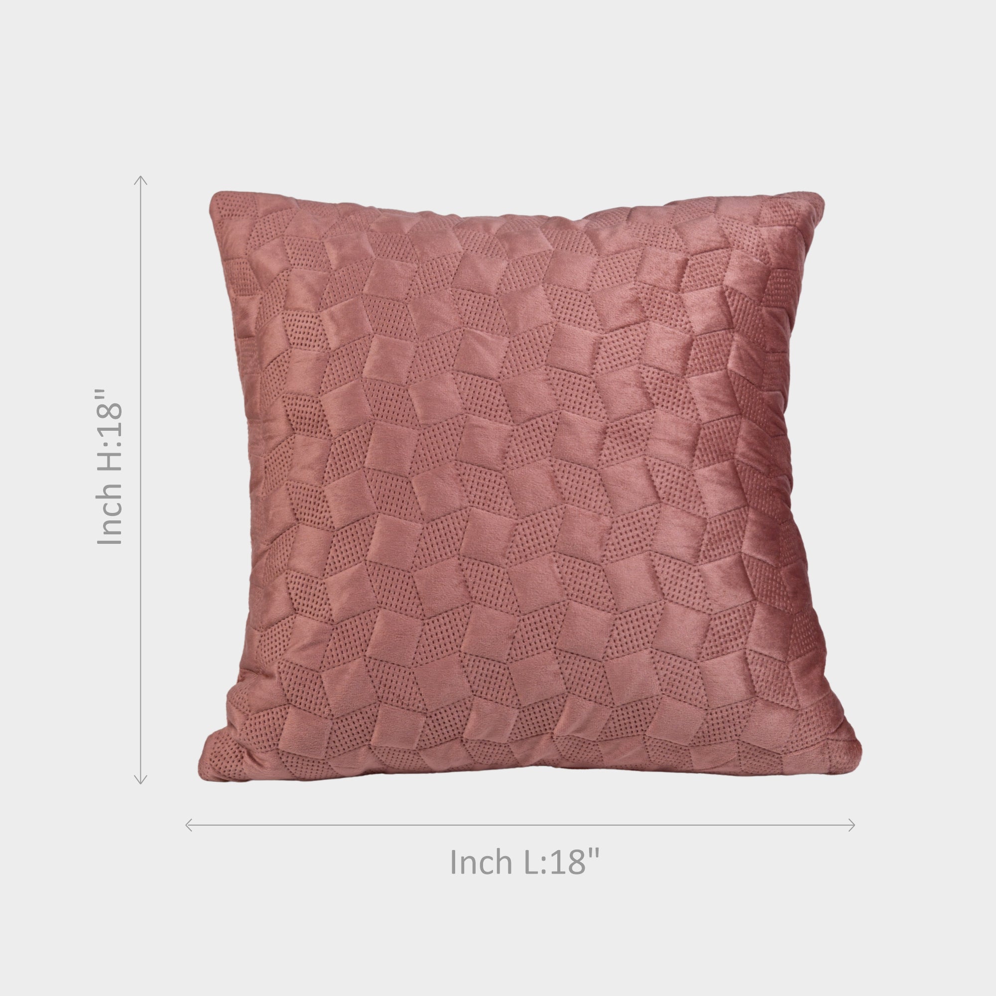 Pink Quilted 3D Geometric Cushion Cover.