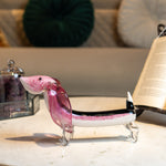 Pink and Black Glass Dachshund Figurine