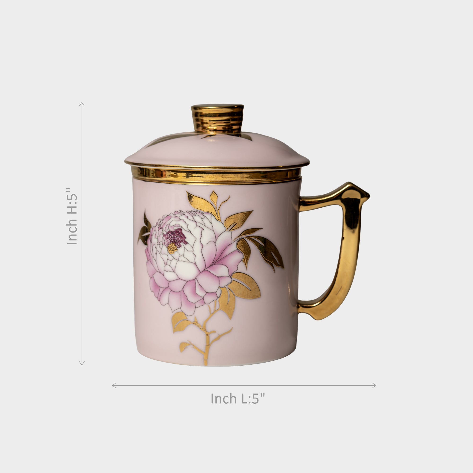 Premium Floral Porcelain Coffee Mug with Lid.