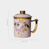 Premium Floral Porcelain Coffee Mug with Lid.