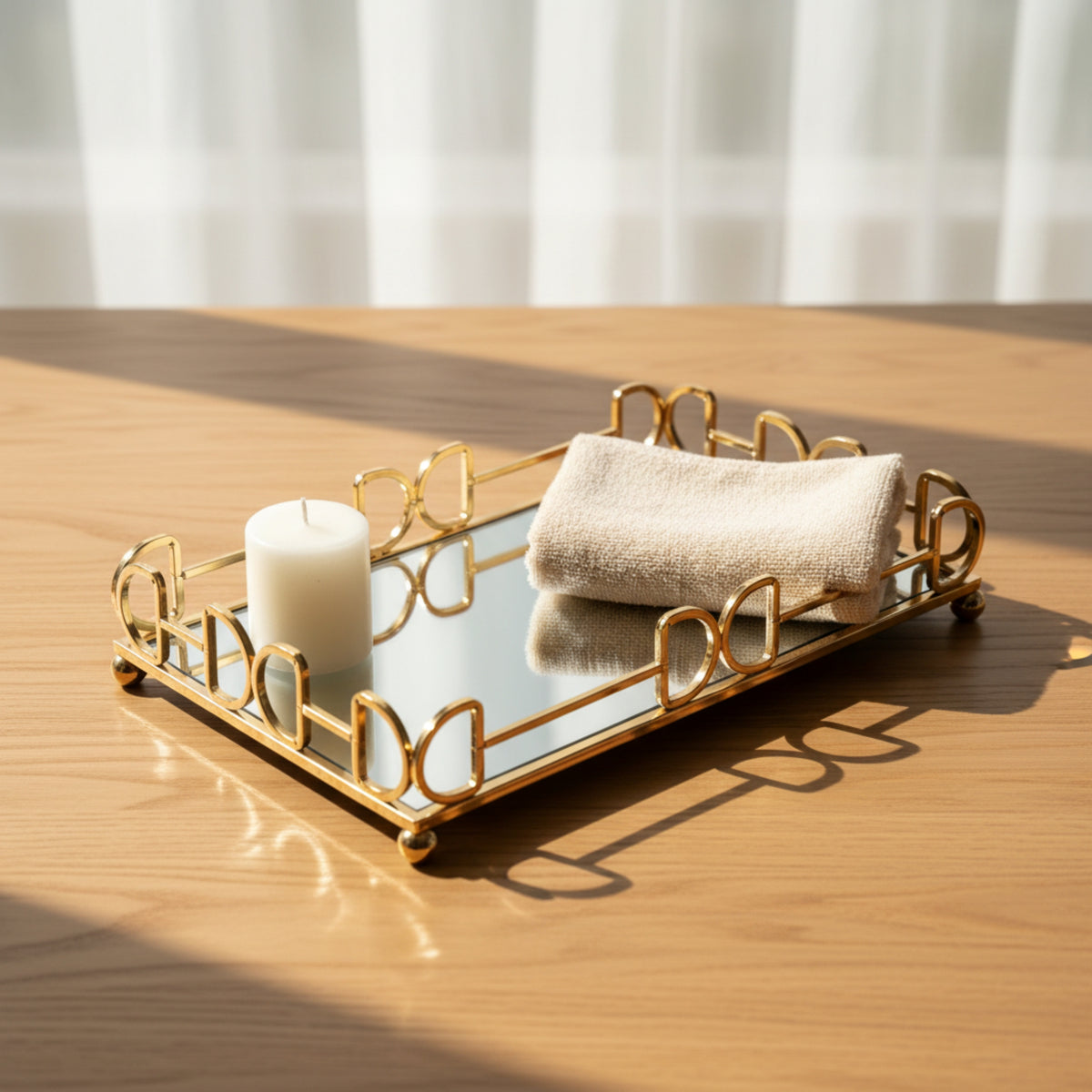  Premium Gold Metal Mirrored Décor Tray