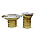 Premium Marble Center and Side Table featuring a Drum Gold Base
