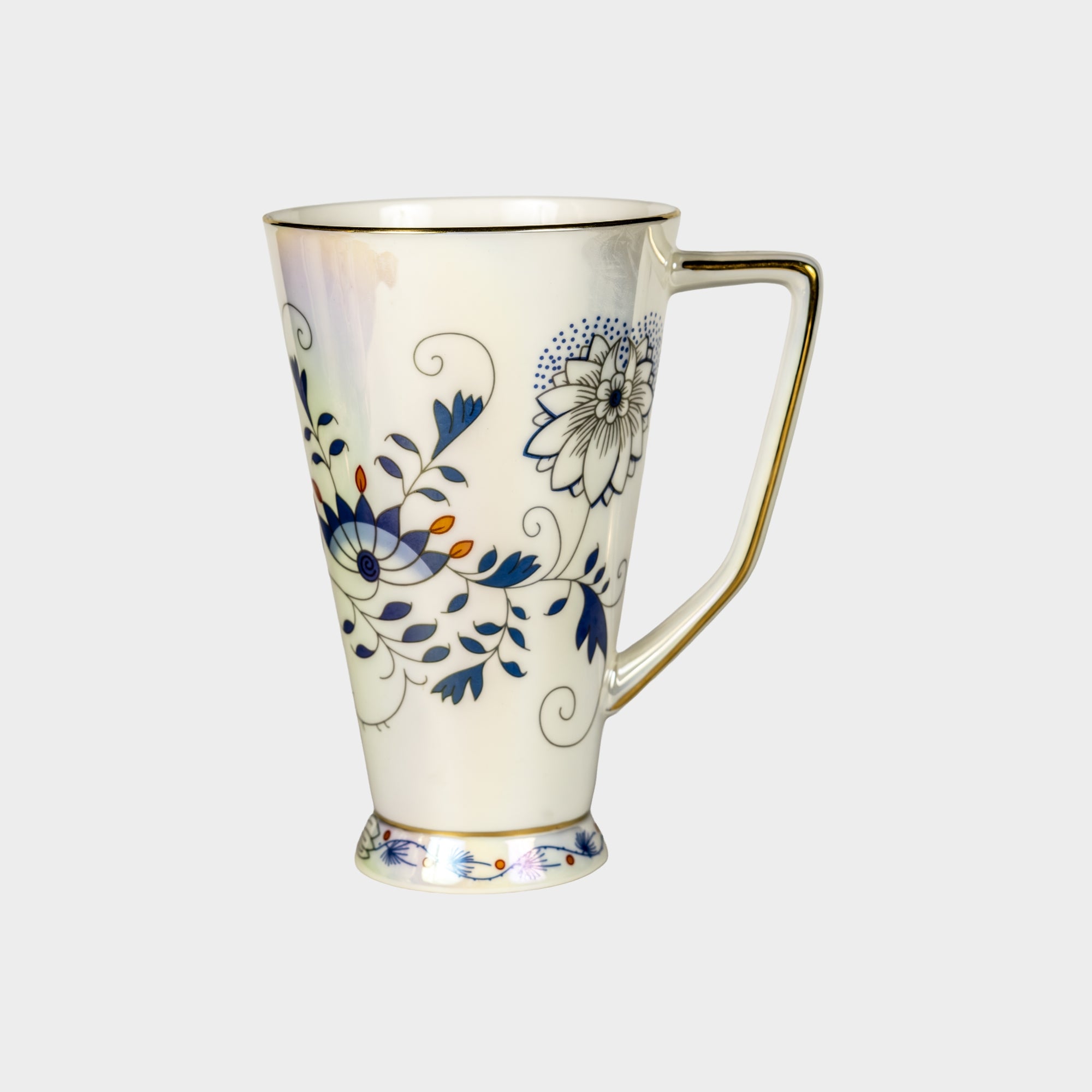 Premium Porcelain Mug with Blue Floral 