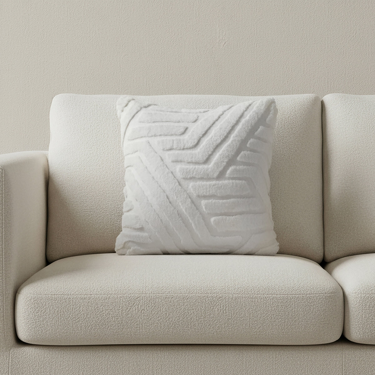 Premium White Textured Cushion Cover