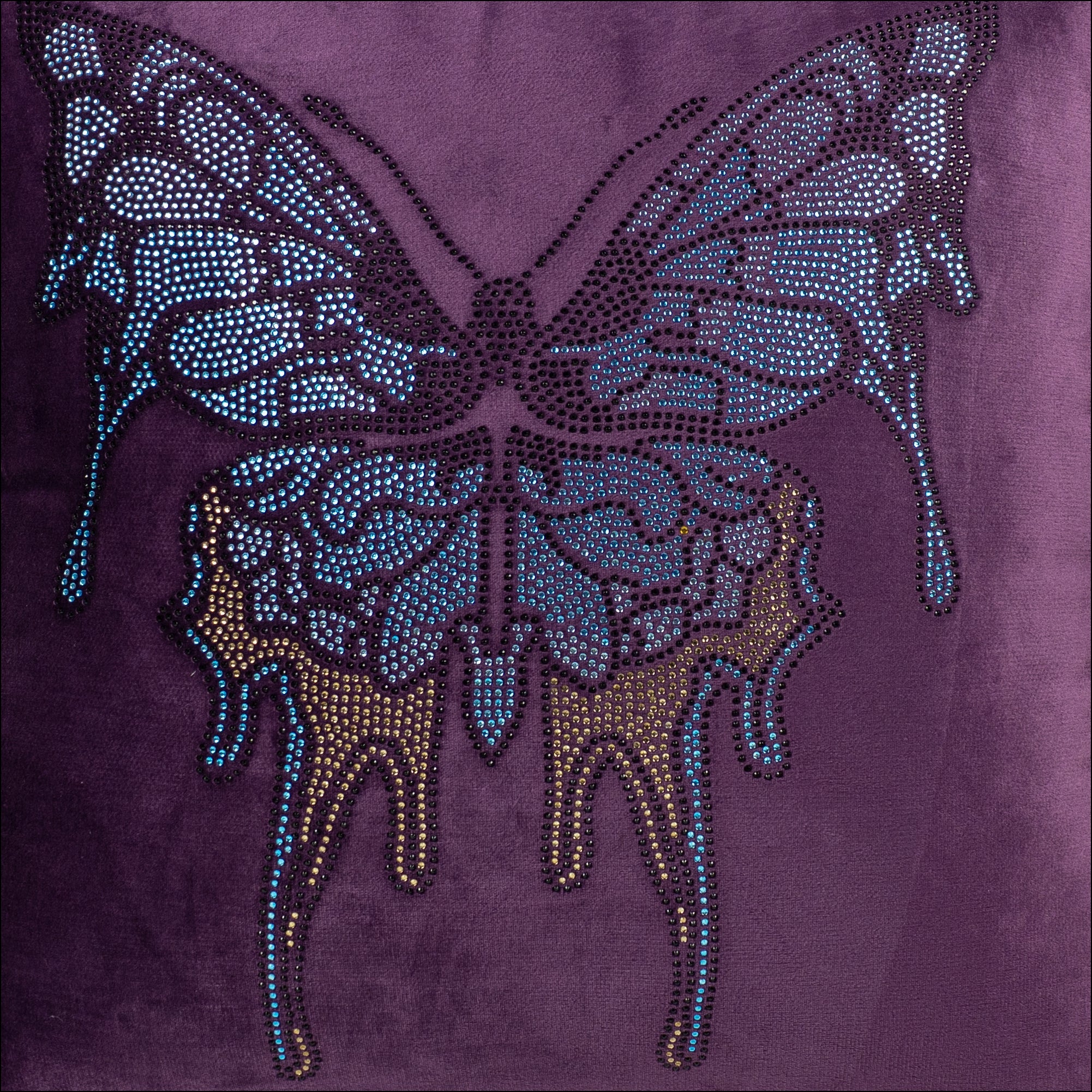 Purple Cushion Cover with Butterfly Design.