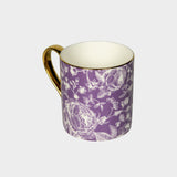 Purple Floral Mug with Gold Handle..