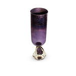 Purple Glass Vase with Metal Base.