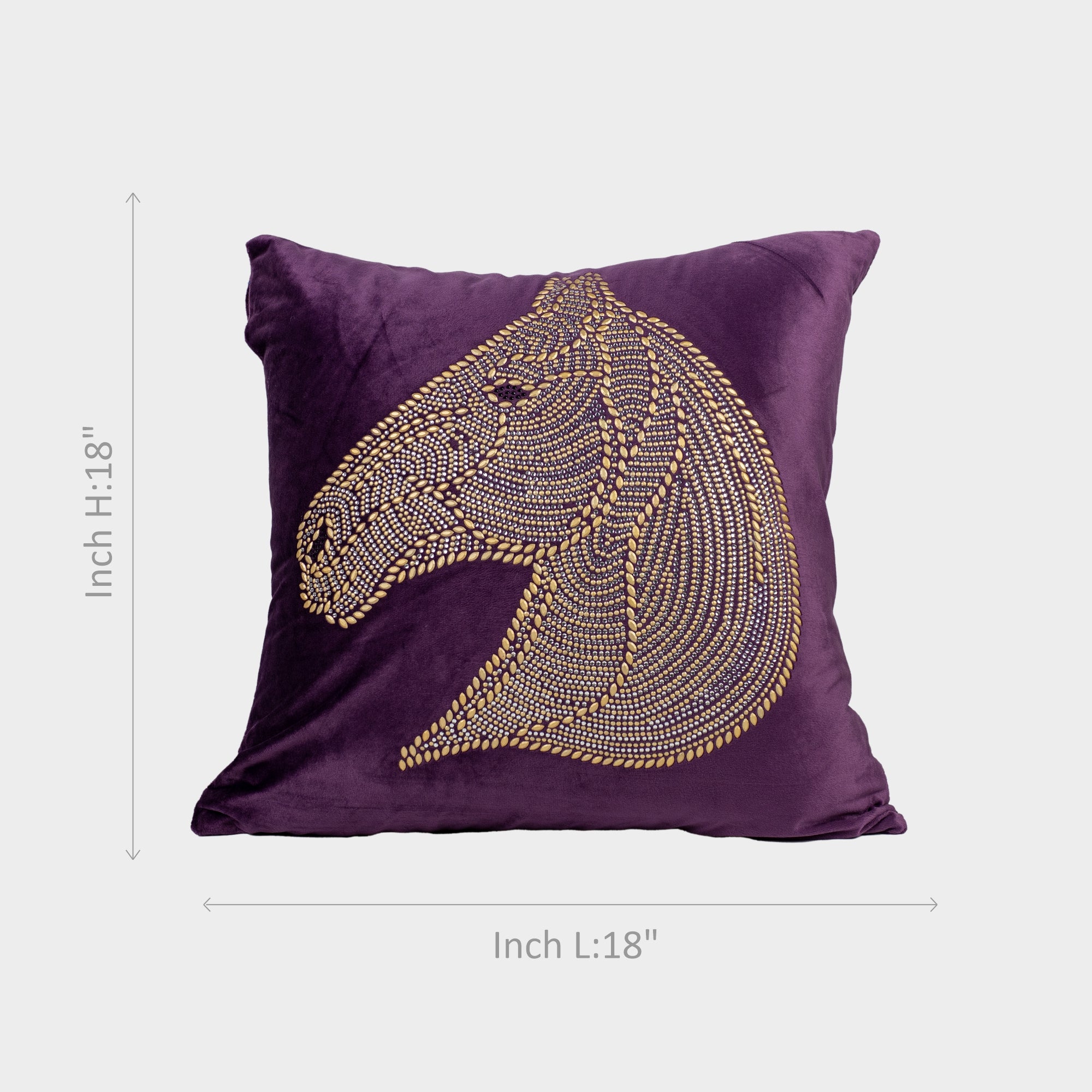 Purple Horse Head Cushion Cover .
