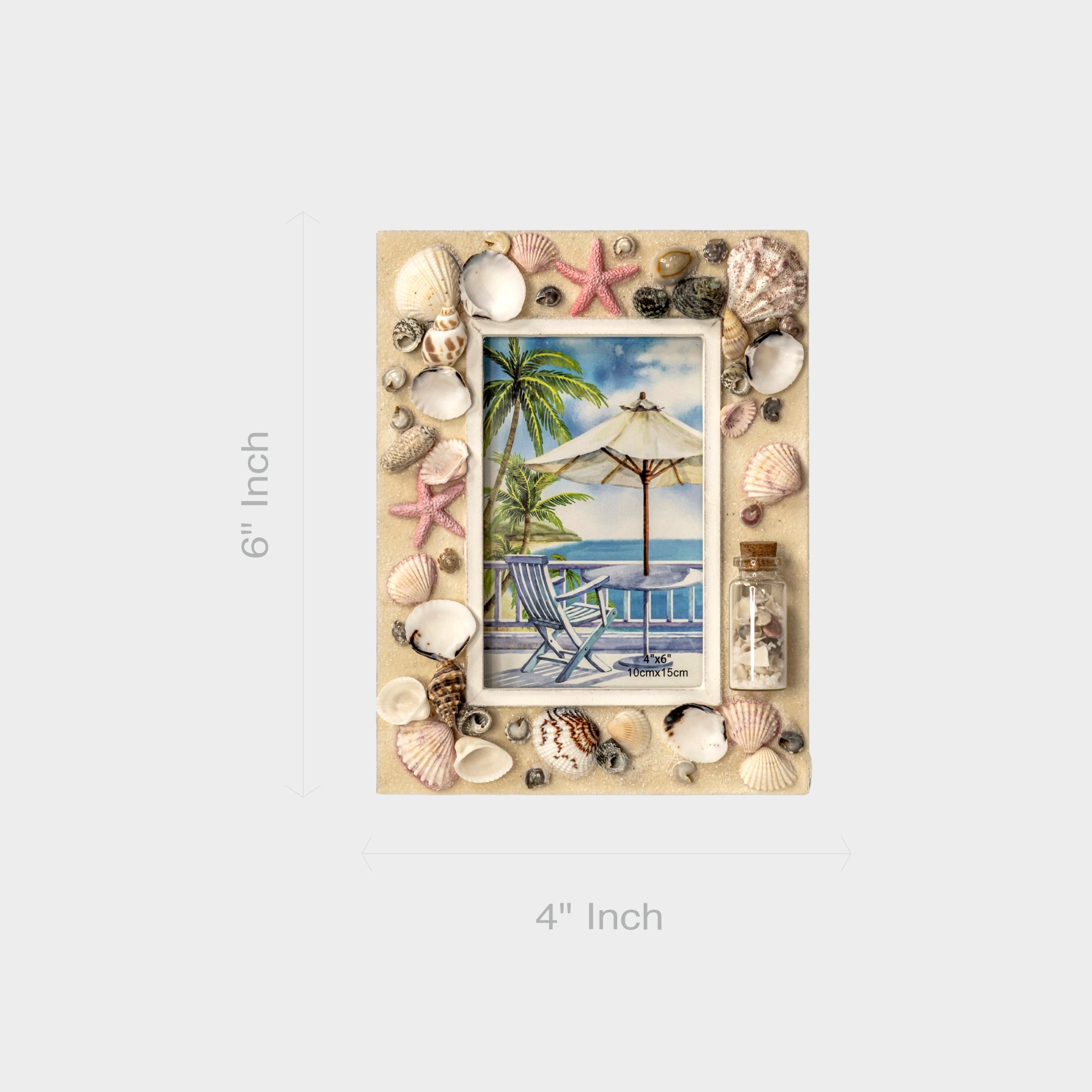 Resin Photo Frame, Real Shell Embellishments.