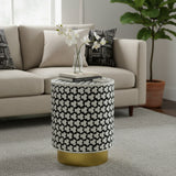 Resin Side Table with Geometric Design and Mild Steel Base