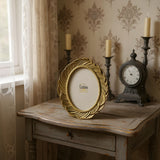 Round Gold-Leaf Resin Photo Frame