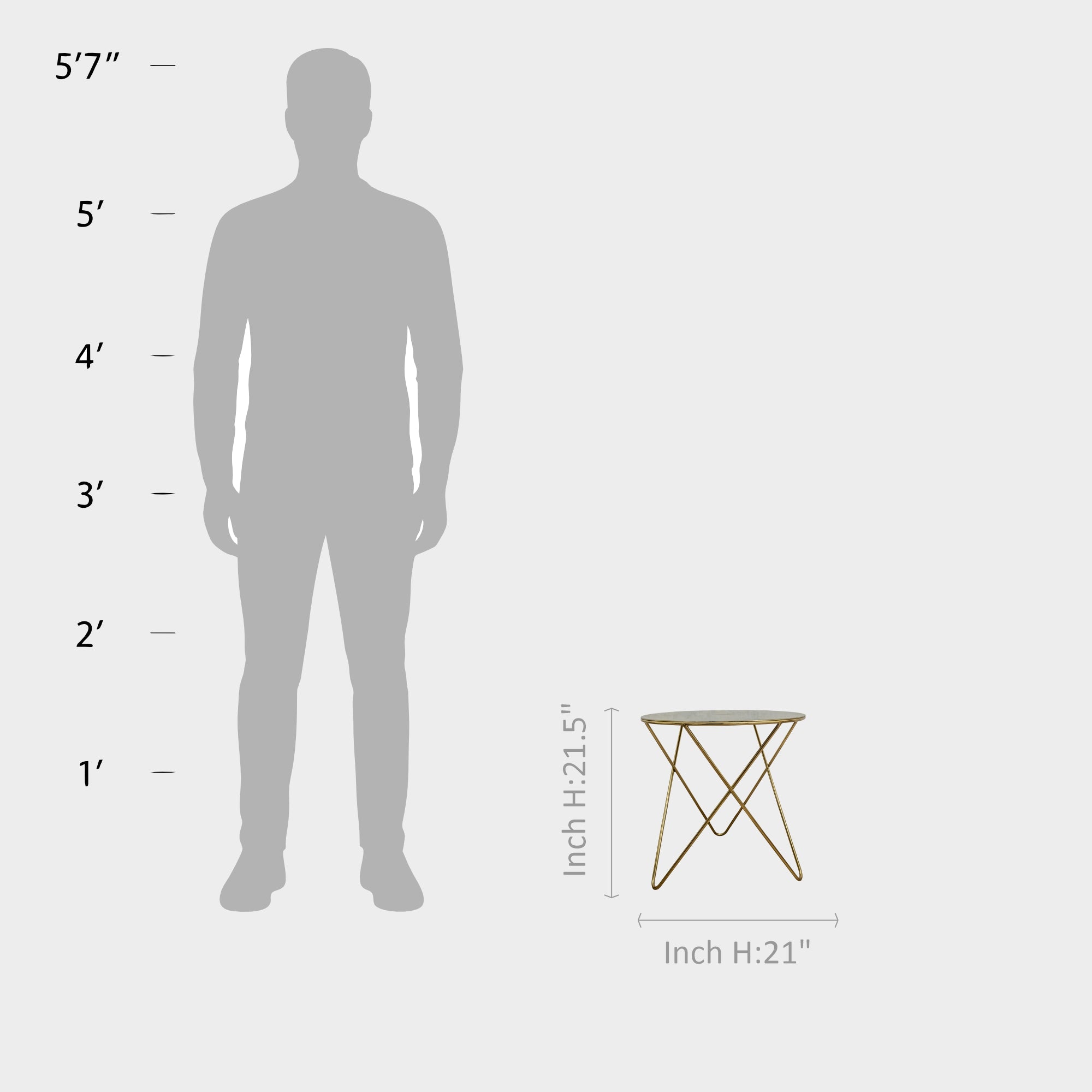 Round MS Side Table with Metal Base.