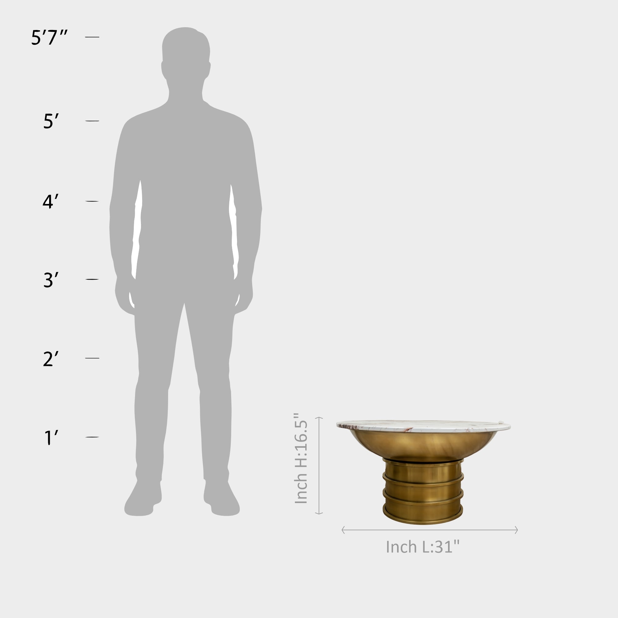 Round Marble Top Coffee Table with Metal Base.