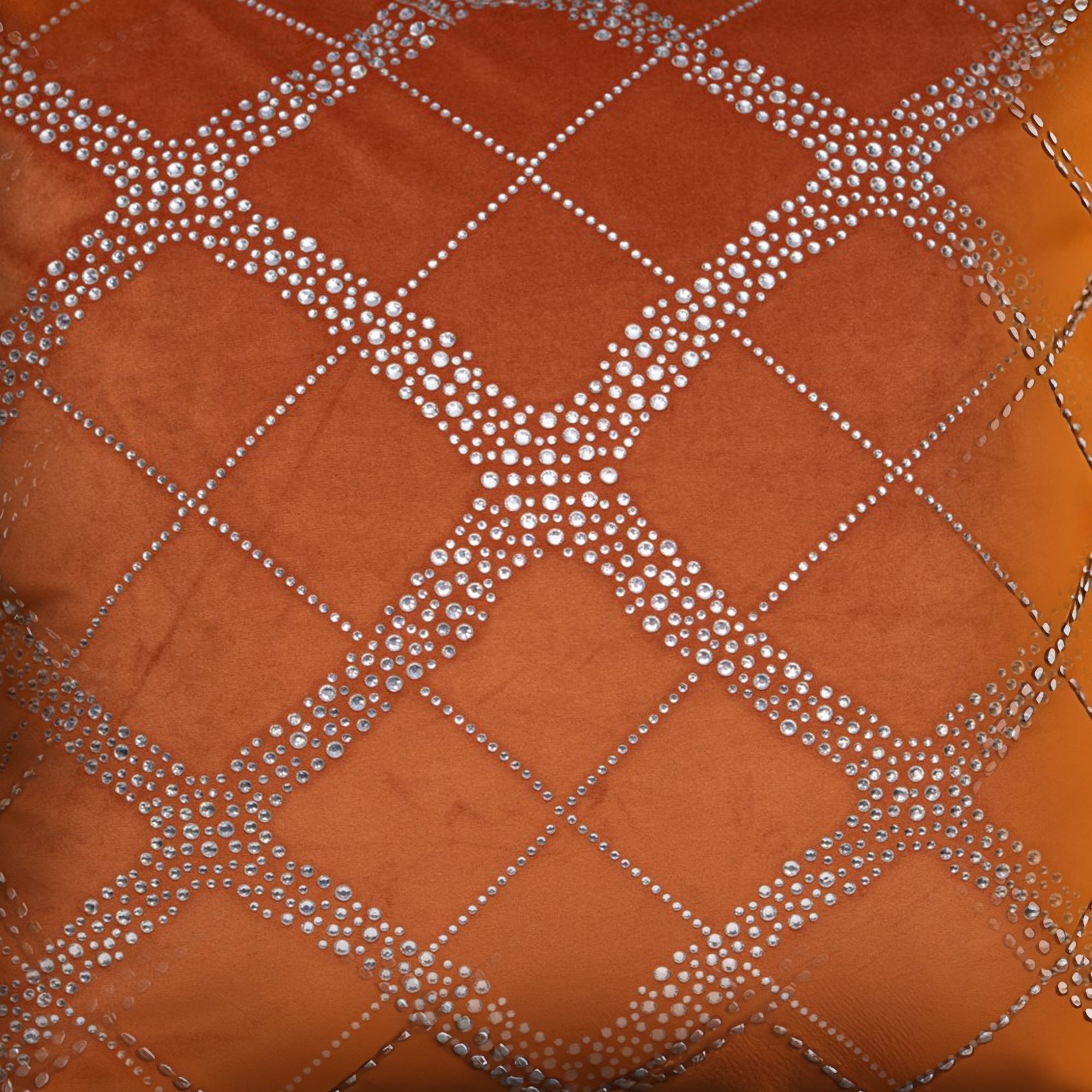 Rust Cushion Cover with Diamond Studded Pattern.