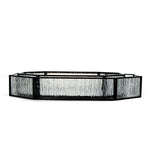 Rustic Black Metal Octagon Mirror Decorative Glass Tray.