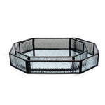 Rustic Black Metal Octagon Mirror Decorative Glass Tray