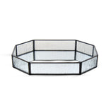 Rustic Black Metal Octagon Mirror Glass Tray.