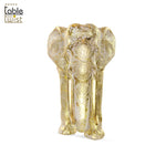 Rustic Carved Golden Elephant Sculpture