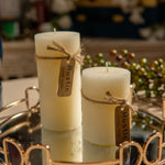 Rustic Ivory White Wax Pillar Candles