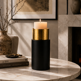 Black & Gold Cylindrical Candle Stand
