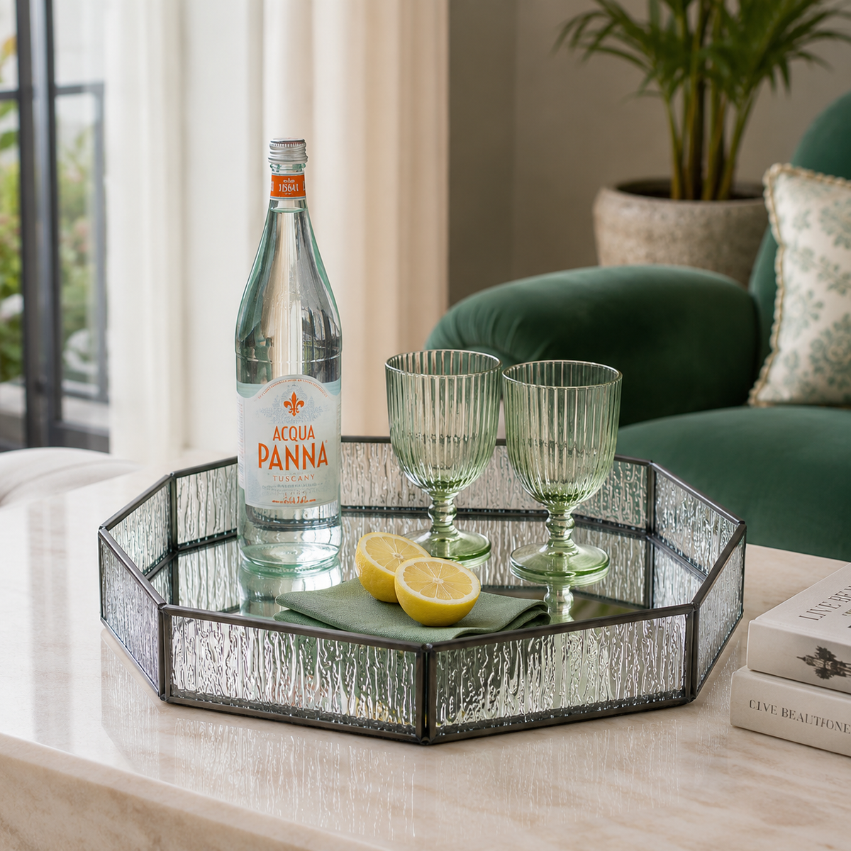 Silver Edge Glass Tray