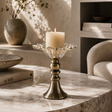 Ornate Metal & Glass Candle Holder
