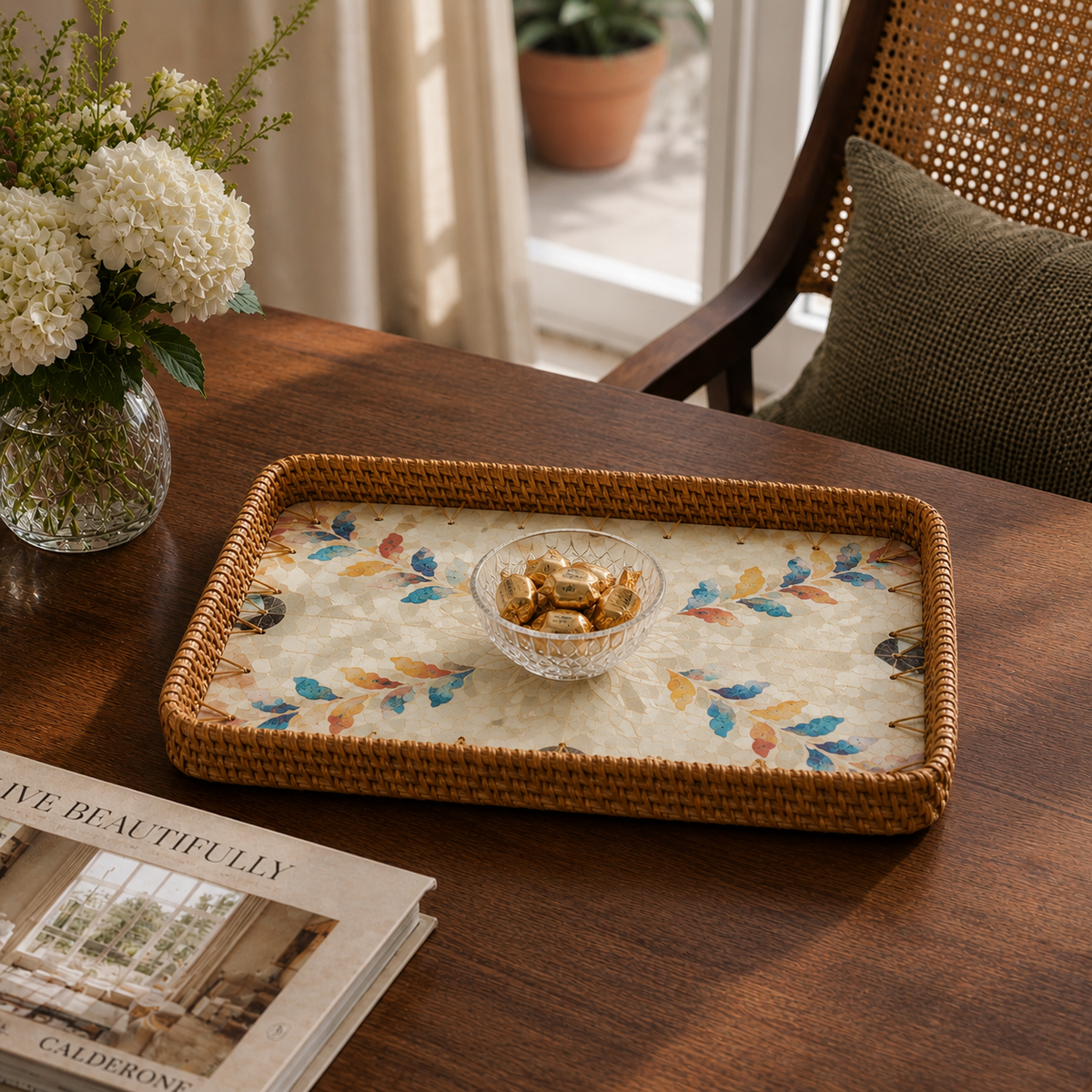 Floral Charm Mother of Pearl Tray