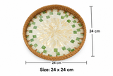 Green Mosaic Mother of Pearl Round Tray