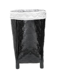 Black Woven Bamboo Laundry Basket