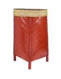 Red Woven Bamboo Laundry Basket