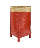 Red Woven Bamboo Laundry Basket