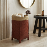 Red Woven Bamboo Laundry Basket