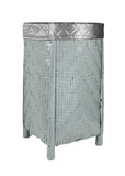 Light Blue Woven Bamboo Laundry Basket