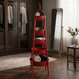 Red 4-Tier Bamboo Multipurpose Storage Rack