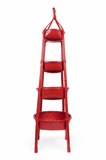 Red 4-Tier Bamboo Multipurpose Storage Rack